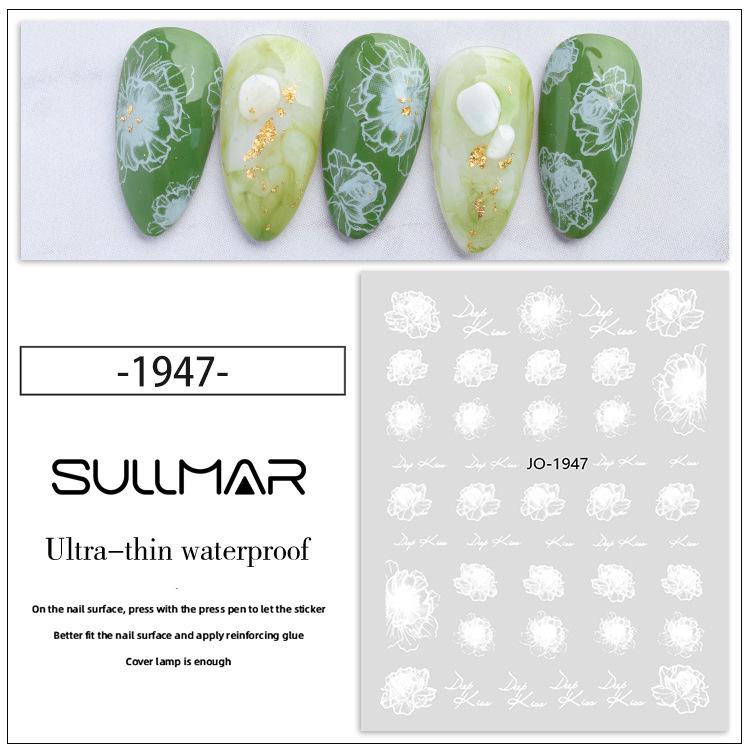 Summer Camellia Clear Flower Stickers for Nail Art - White and Ice Transparent Floral Decals