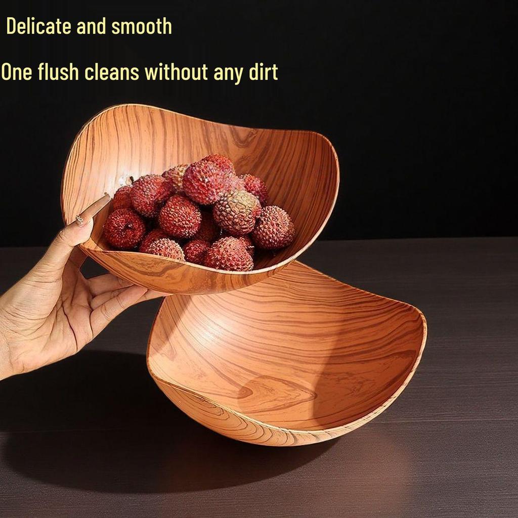 Ciotola per Frutta con Finitura Legno Imitazione, Vassoio Decorativo per Snack per Soggiorno