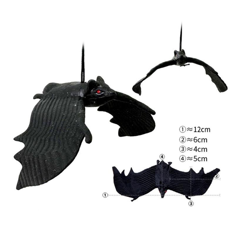4Pcs Scary Realistic Bat Hanging Ornament Wall Hanging Decorations For Garden Window Display Halloween Celebration