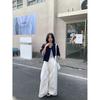 2025 Spring Women's Korean Minimalist Striped Sleeve Patchwork Jacket - Loose Fit