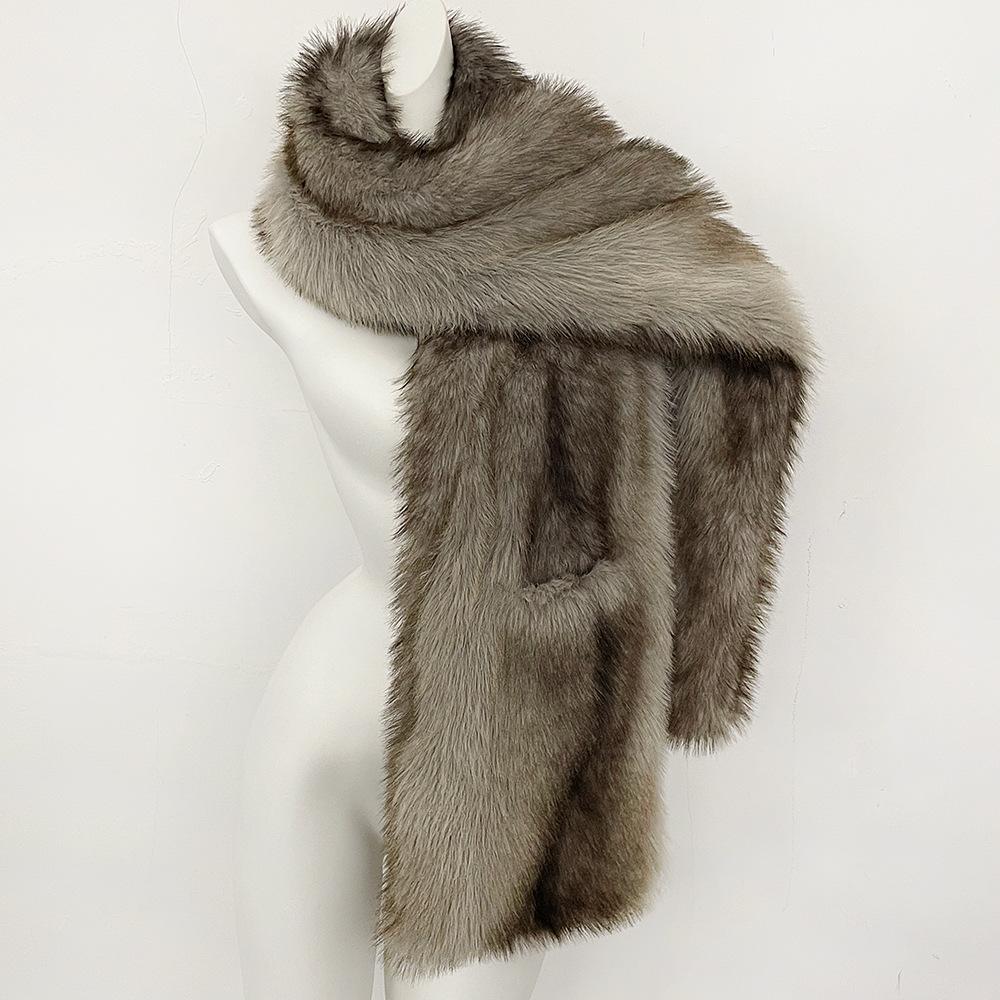 Autumn and winter new women's long scarf cape shawl dual-purpose fluffy coat imitation fox fur shawl scarf