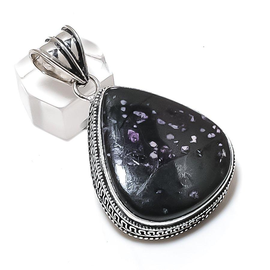 

Russian Charoite Gemstone Handmade 925 Sterling Silver Pendant 2.09 k1a27