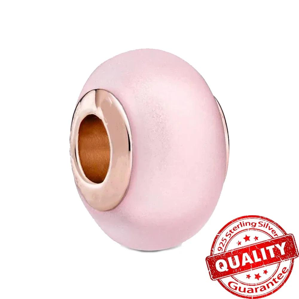 Copper Pink Flower Murano Glass Beads Charm Fit Original Bracelet Necklace Faceted Murano Diy Women Luxury Jewelry