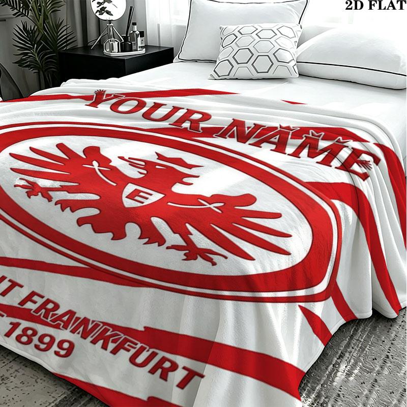 1PC Eintracht Frankfurt Custom Name Patterned Flannel Blanket Suitable For All Seasons for Home Decor Warmth and Comfort Gifts Holiday Present