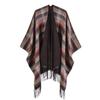 Scottish Classic Plaid Tassel Thick Warm Split Shawl Cape