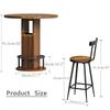 Juego de Mesa y Taburetes de Barra de 3 Piezas, Mesa Redonda de 31.5 Pulgadas con Dos Taburetes, Mesa de Comedor de Madera con Reposapiés Metálico en Forma de Anillo, Nogal