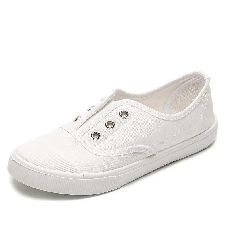 Women's Vulcanized Shoes 2024 Summer New Half Slippers Canvas Shoes Women Thin Style Student Versatile Casual Shoes