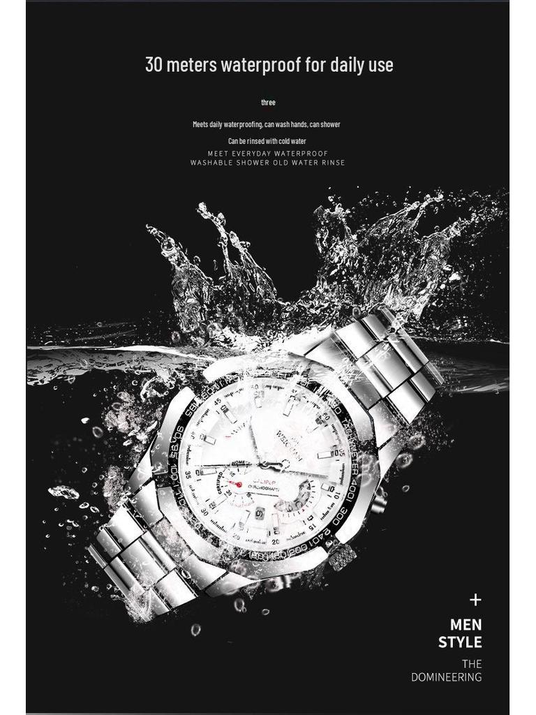 New Waterproof Luminous Men's Quartz Wristwatch - Trendy Korean Style, Fully Automatic, Domineering Design.