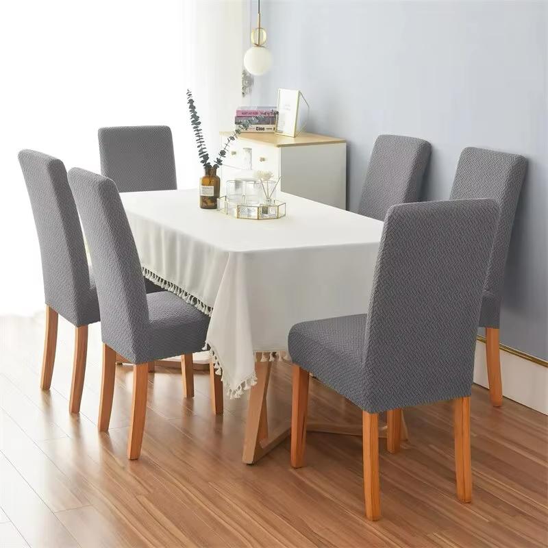 Long Grid Jacquard Chair Cover Universal Household Seat Cover Anti-Slip Elastic Dining Chair Covers For Dining Room Living Room