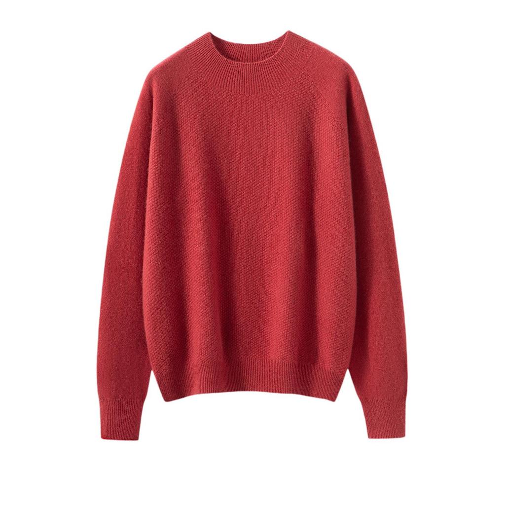 Women's Pure Cashmere Half-High Neck Sweater - Versatile Long Sleeve Knit Pullover
