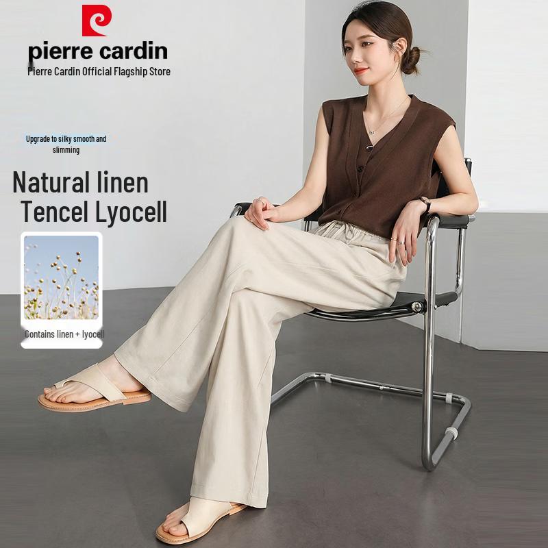 Pierre Cardin Women's Linen Tencel Loose Wide-Leg Casual Pants