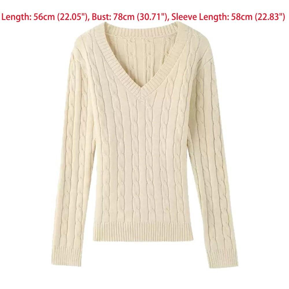 Long Sleeve V Neck Pullover Thick Loose Fit Korean Style Knitwear Fall Winter Sweater Inner Wear