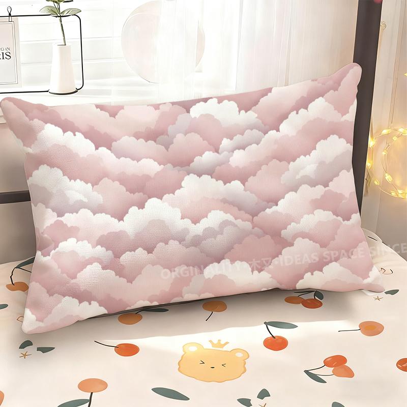 Pink Clouds Patterned Pillowcase Suitable For Sofa Bedroom Car Pillow Cover Cushion Rectangular Back Cushion