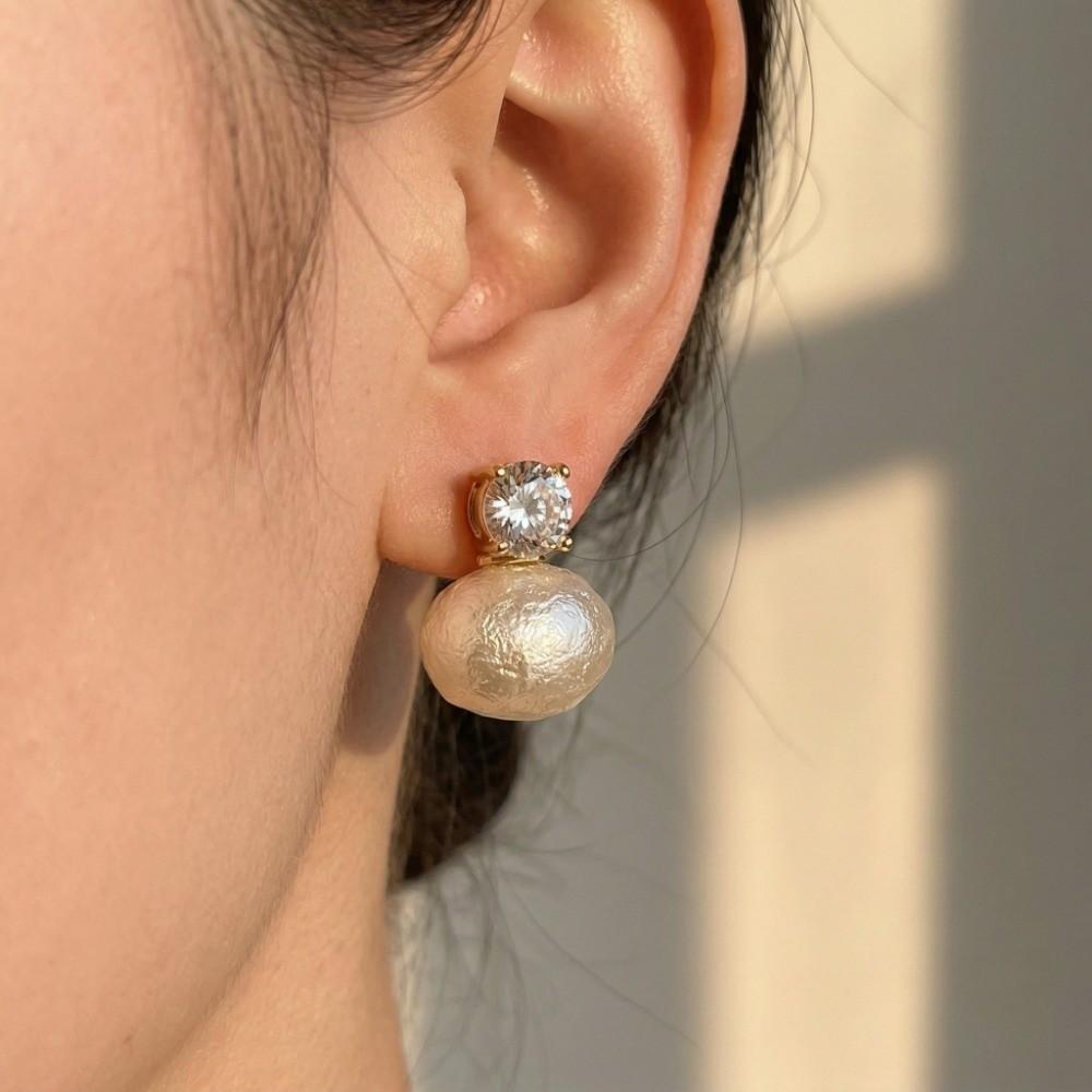 Romantic Sweet Pearl Studs Elegant Classic Zircon Stud Light Luxury Crystal Drop Earrings Gifts