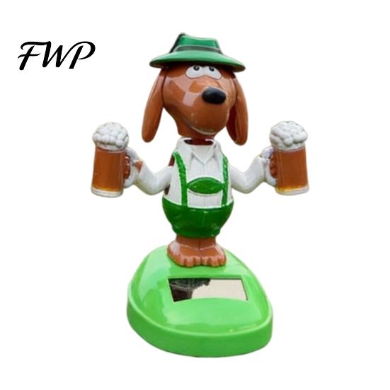 ABS Material Car Decor Solar Powered Wobbling Dog Ornament Cute Beer Eco-friendly Pet Swing Figure for Dashboard Eco-Friendly Vibrating Toy зелёный