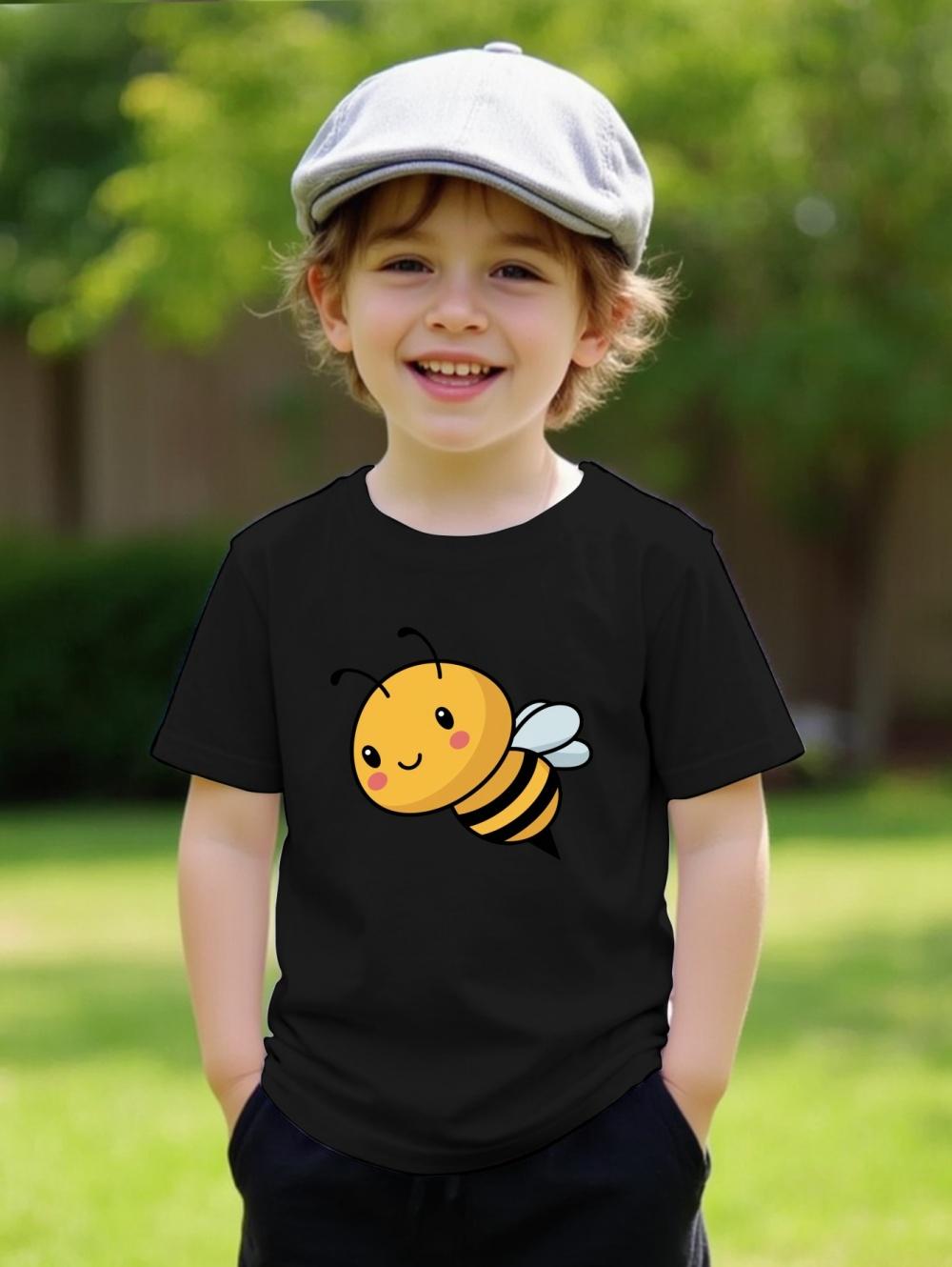 

New Animals Short-Sleeved Cute Little Bee 3D Print Clothing Casual Comfort T-Shirts Outdoors Quick-Drying T-Shirts for Children 100