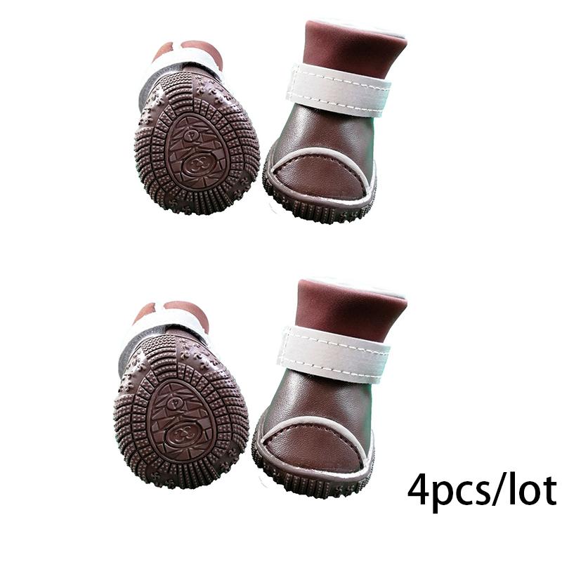 

Зимние кожаные дождевые туфли для собак, мягкие водонепроницаемые теплые зимние сапоги, износостойкие нескользящие аксессуары для маленьких и средних собак, аксессуары для домашних животных 3