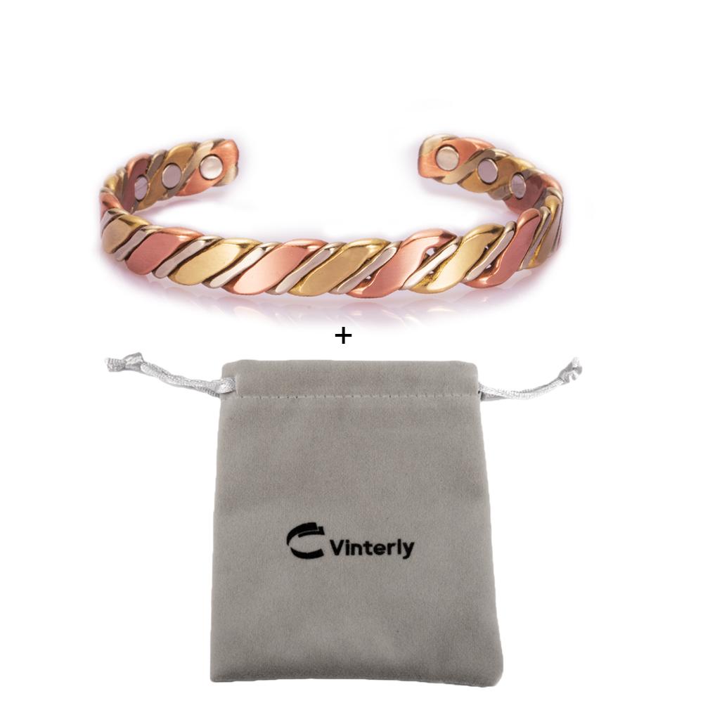 Braccialetti in Rame Intrecciato Vinterly per Donna Colore Oro Rosa Salute Energia Rame Magnetico Braccialetti a Bracciale Regolabili & Bangles