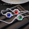 Temperament Cultivation Ruby Sugar Tower Cut Light Luxury Color Treasure Bracelet High Carbon Diamond Emerald Royal Blue Diamond Women