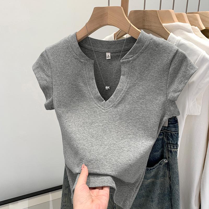 

Spicy Girl Summer Slim Fit V-Neck Short Sleeve T-Shirt - New Age-Reducing Design XL