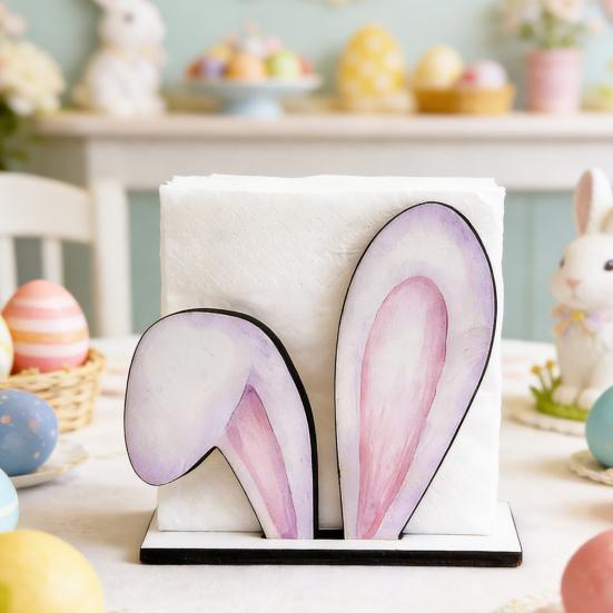 Easter Napkin Holder for Table Decor, Cute Paper Towel Holder, Freestanding Napkin Dispenser for Kitchen Dinner Restaurant Bar Easter Decoration