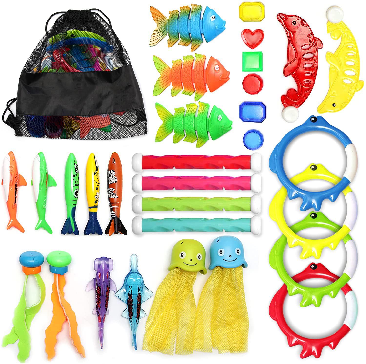 

30-Piece Pool Toy Set for Bath and Pool Diving, Swimming Training, Water Play, Kids Swimming Toys, Water Play, Sinking Toys, Popular for Boys and