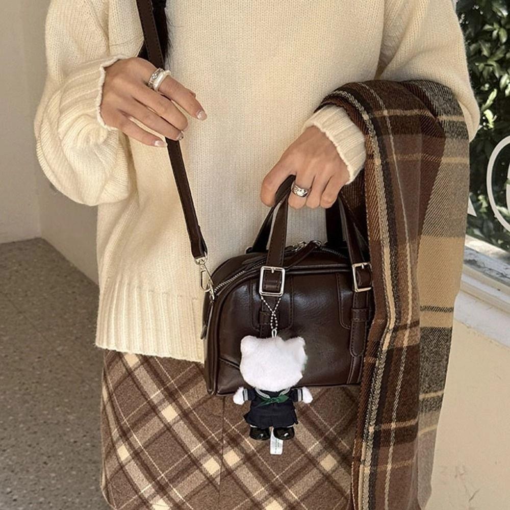 Shoulder Bag Retro Handbag PU Leather Boston Bag Elegant PU Bowling Bag  Girls/Female