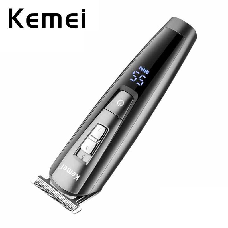 

Kemei Men Электрическая машинка для стрижки волос Бритва Перезаряжаемые триммеры для волос Профессиональный ЖК-дисплей Аккумуляторная парикмахерская машина для резки волос
