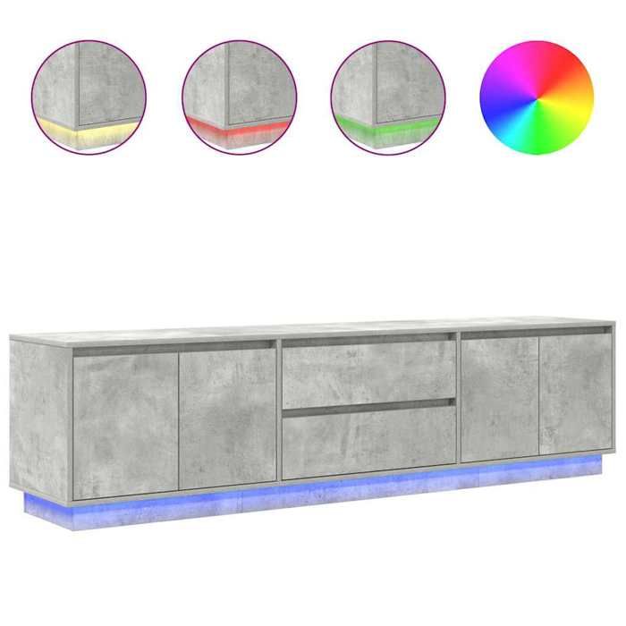 VidaXL TV Cabinet with LED Lights Concrete Grey 193.5x41x50 Cm, TV Stand, TV Unit, Multimedia Cabinet, TV Bench, Furniture 3328438