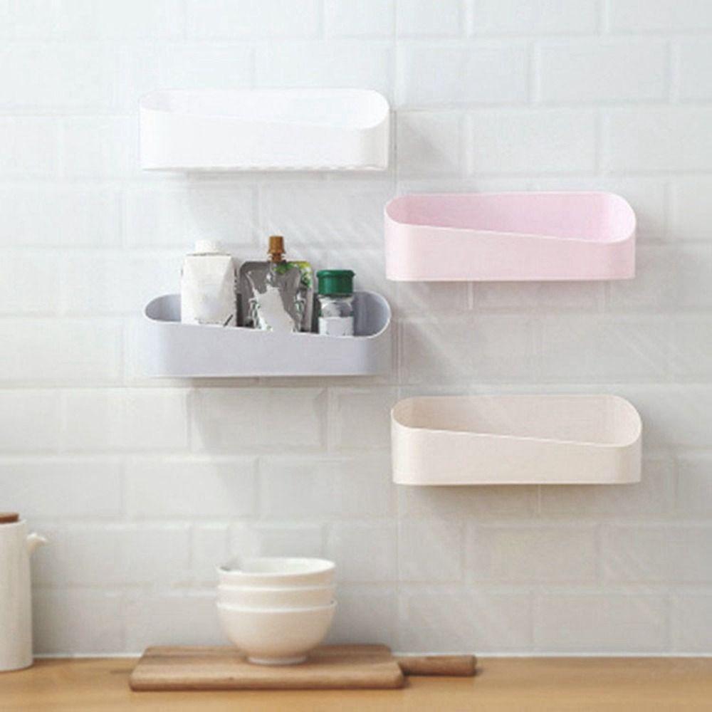 

White Toilet Shelf Plastic Wall Storage Shelf Simple Cosmetic Storage Box Kitchen