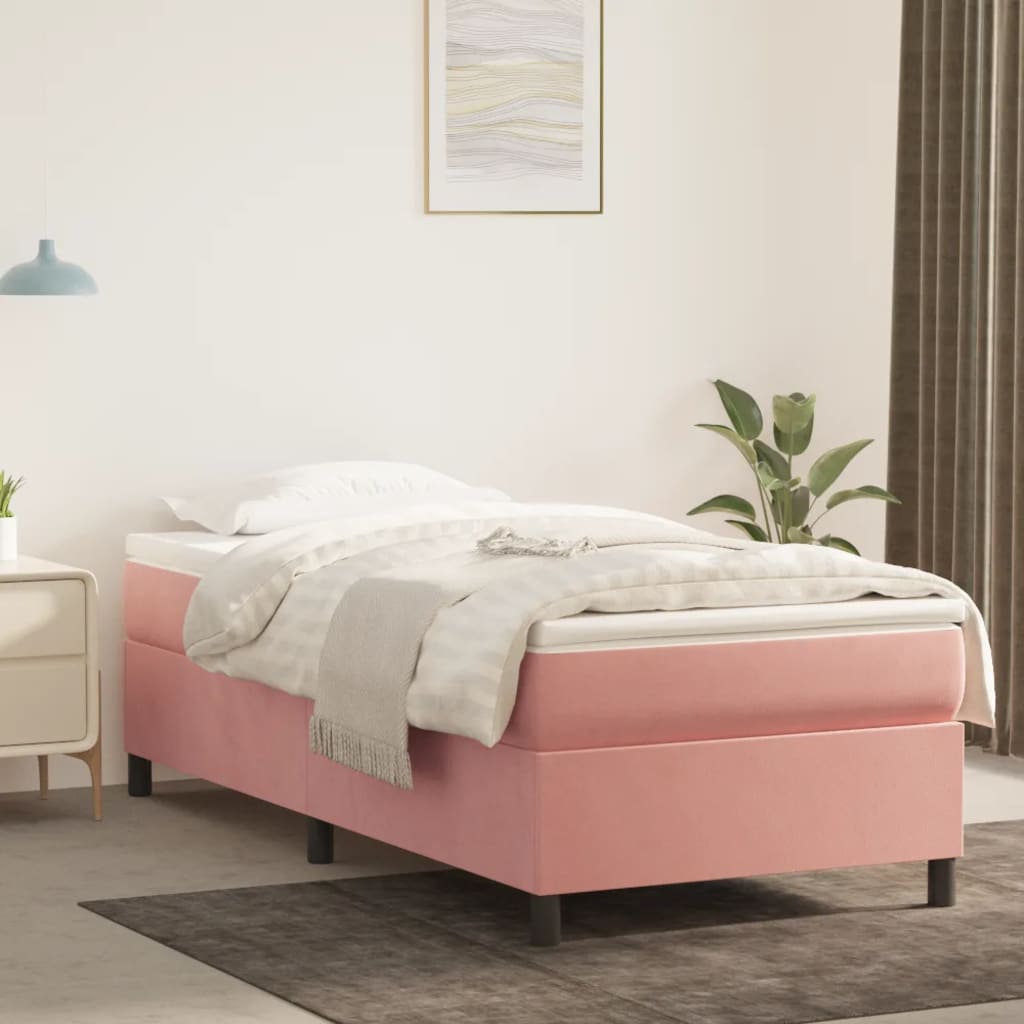 Box Spring Bed Frame Pink 80x200 cm Velvet
