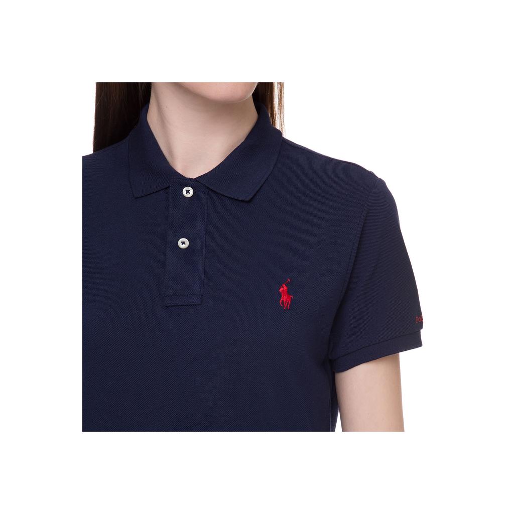 Polo Ralph Lauren Solid Color Pony Embroidered Polo Collar Straight Midi Short Sleeve Dress Women Dresses 211780107-003