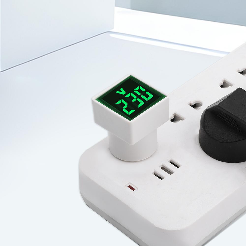 Square Voltmeter Digital Voltage Tester Monitor EU Plug LED Display Voltmeter Indicator Light Electrical Instruments AC 50V-500V