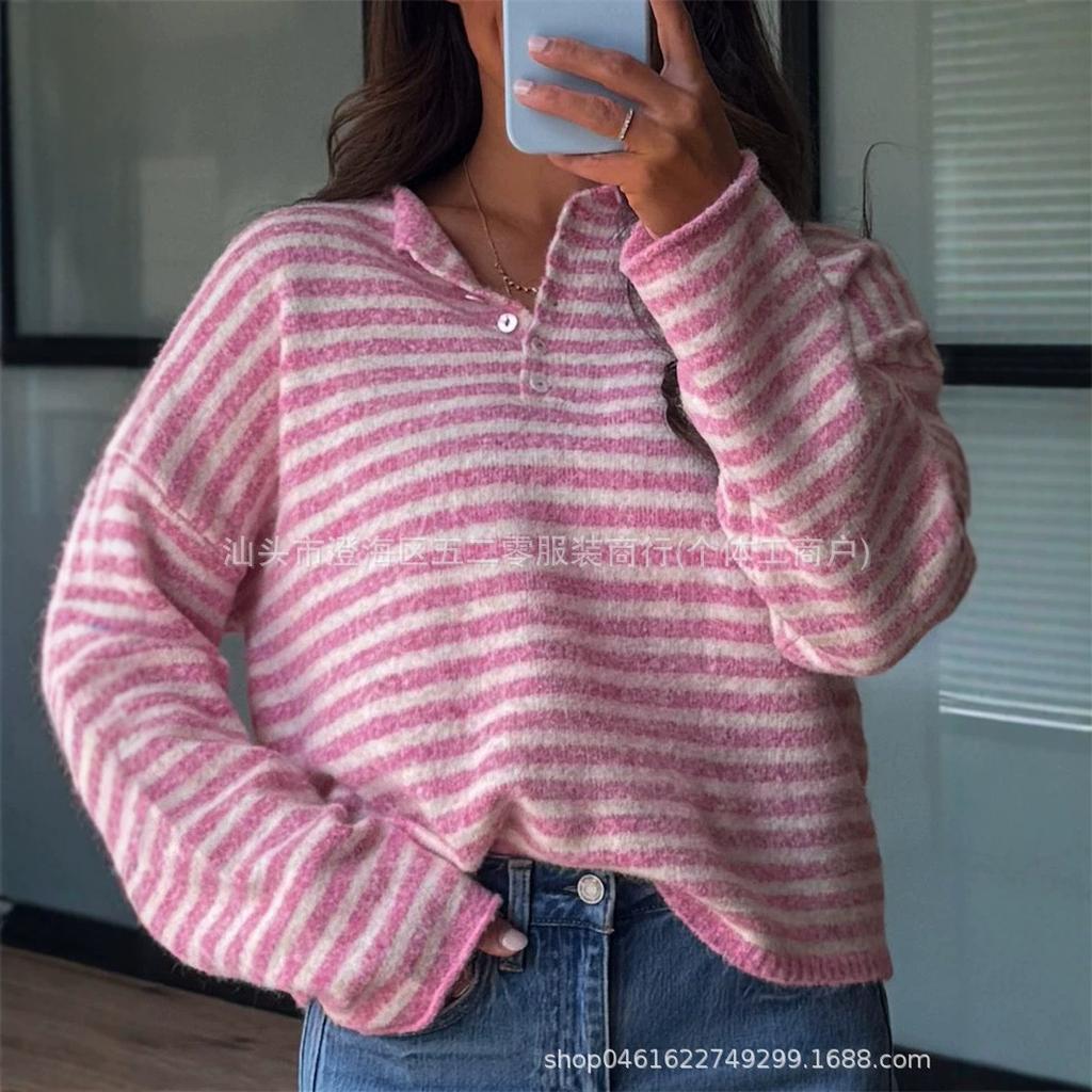European Style Slim Fit Striped Long Sleeve Sweater for Autumn/Winter 2025 - Available in 3 Colors