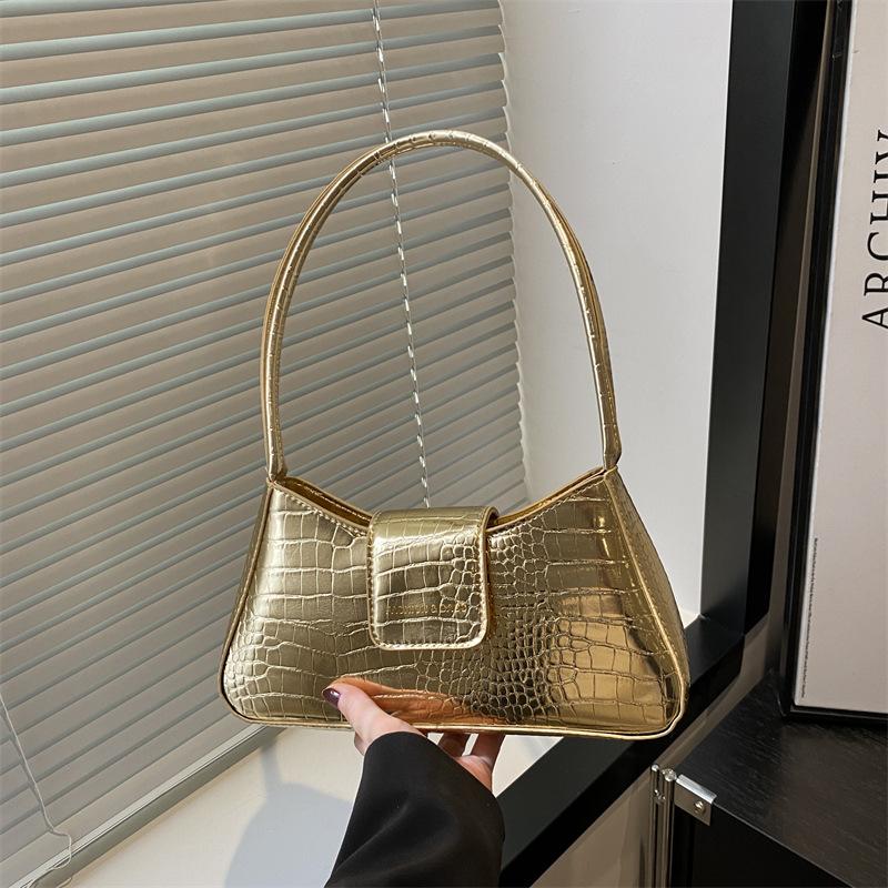Crocodile Pattern Portable Small Square Bag Women's Bag 2025 Summer New Light Luxury Foreign Style Shoulder Bag Trendy Armpit Bag