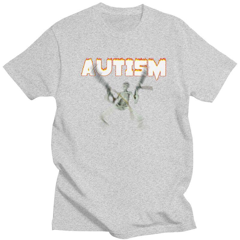 Custom Cool Autism Skeleton Meme T Shirt Men Short Sleeves Pure Cotton Tshirt Casual Tee Tops Fashion Tshirt