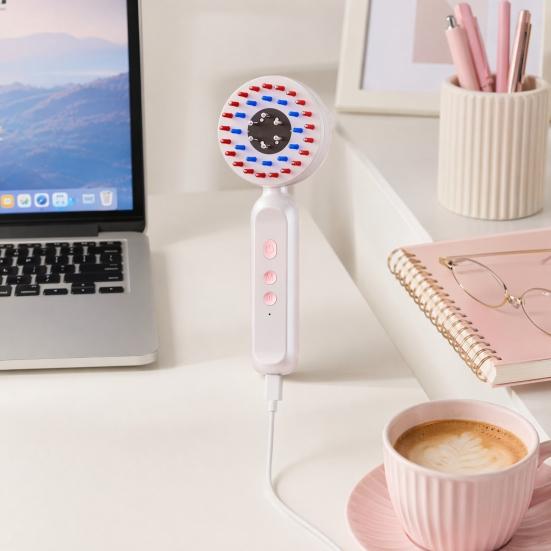 Xiaobudian Hair Growth Comb, Electric Scalp Massager with 650nm Red & 415nm Blue Light, Essence Dispenser for Thinning Oily