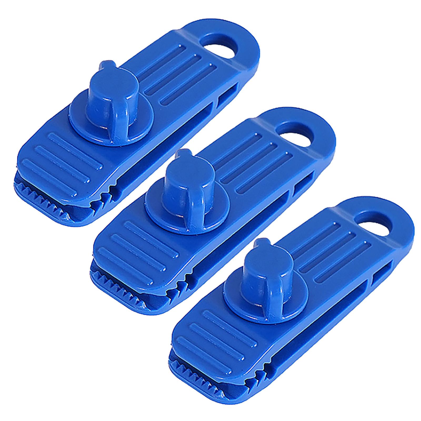 3PCS Outdoor Tent Clips Adjustable Clamp Fastener for Camping Tarp Canopy Awning Securing Accessories Durable Plastic Construction синий