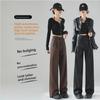 Women's High-Waist PU Leather Pants: Matte, Retro, Fashionable Wide-Leg Trousers for Spring & Autumn