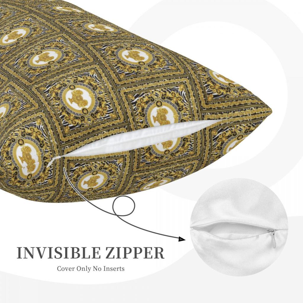 Decorative Golden Medallion Baroque  Rectangle Pillowcase Cushion Cover Decorative Bedroom Bed Home Comfort Throw Pillow