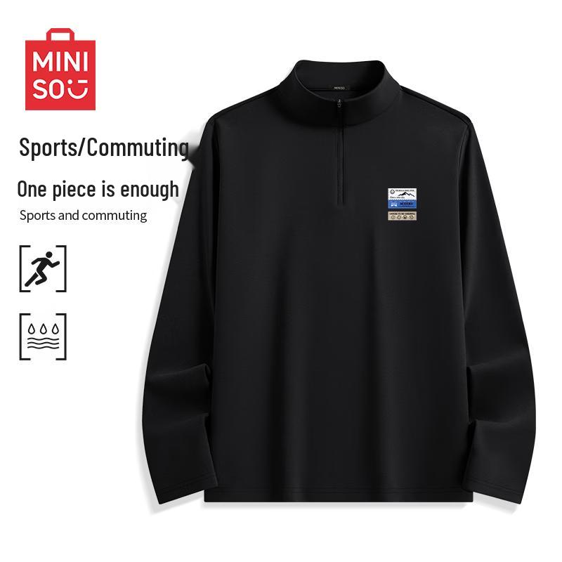 MINISO Men s Stand Collar Quick-Dry Long Sleeve T-Shirt 2XL