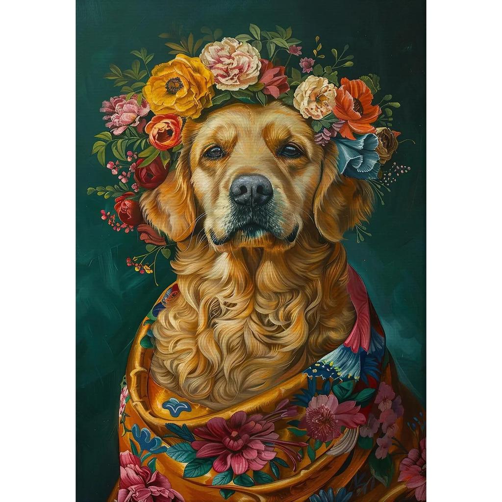 Vintage Maximalist Floral Wild Animal Canvas Painting Lion Owl Peacock Wolf Flower Poster Print Wall Art Picture Home Decor