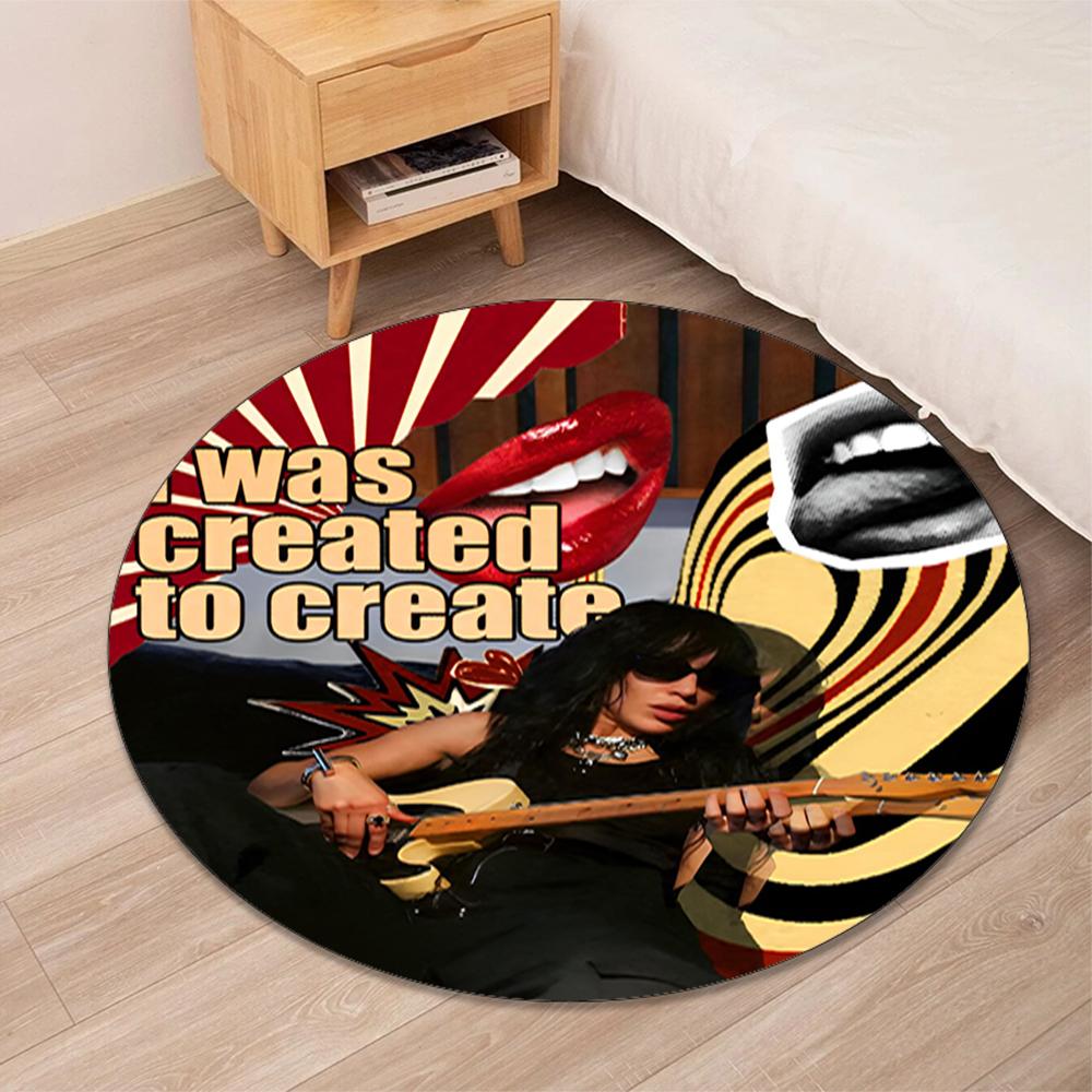 Loreen Printed Round Rug Carpet Chair Rug Area Rug Entryway Doormats,for Office Chair Living Room Bedroom Kitchen Room.