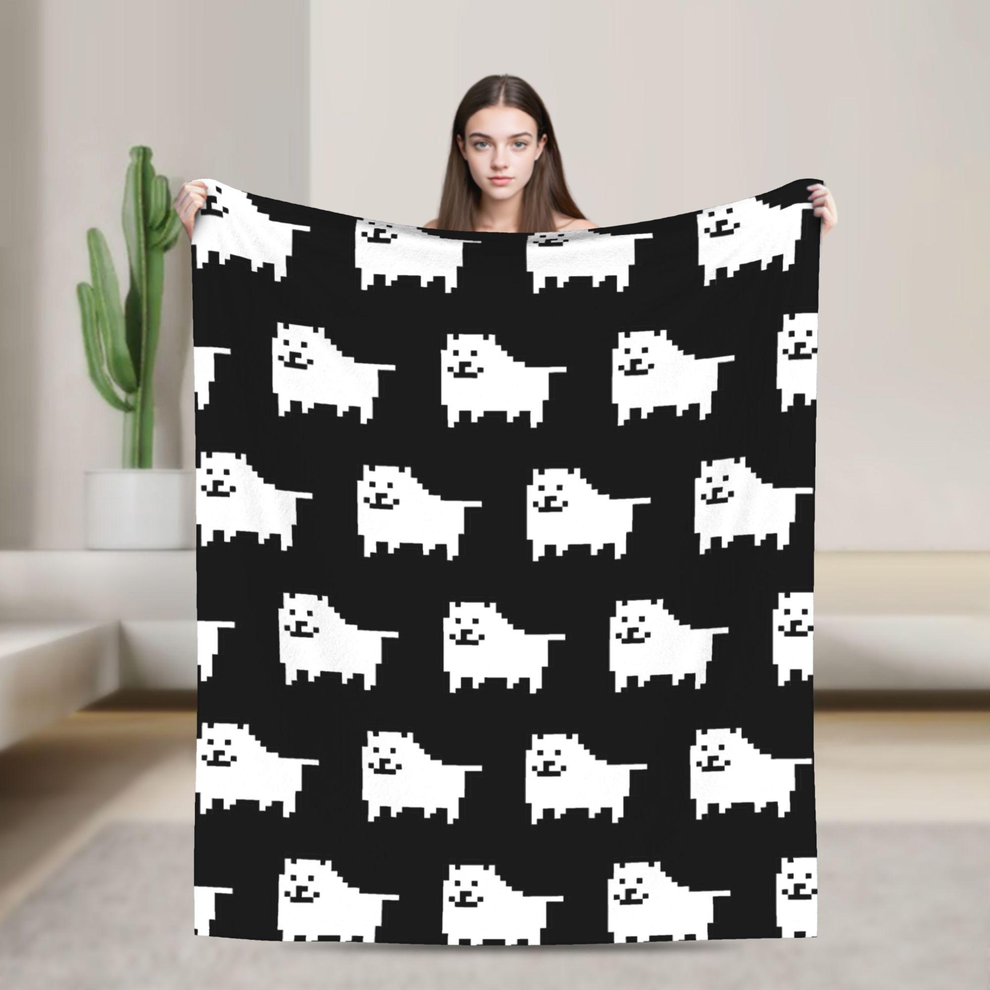 Annoying Dog Game Blankets Undertale Flannel Throw Blankets Bedroom Sofa Printed Ultra-Soft Warm Bedspread 75X95CM
