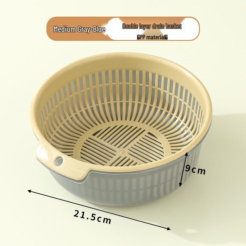 Dual-Layer Kitchen Storage Basket: Drainable, Multi-Purpose for Fruits & Vegetables