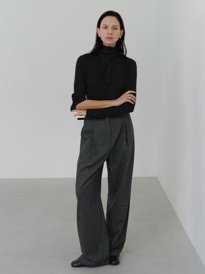 TEXT ROOM Minimal Wool Slacks_Charcoal
