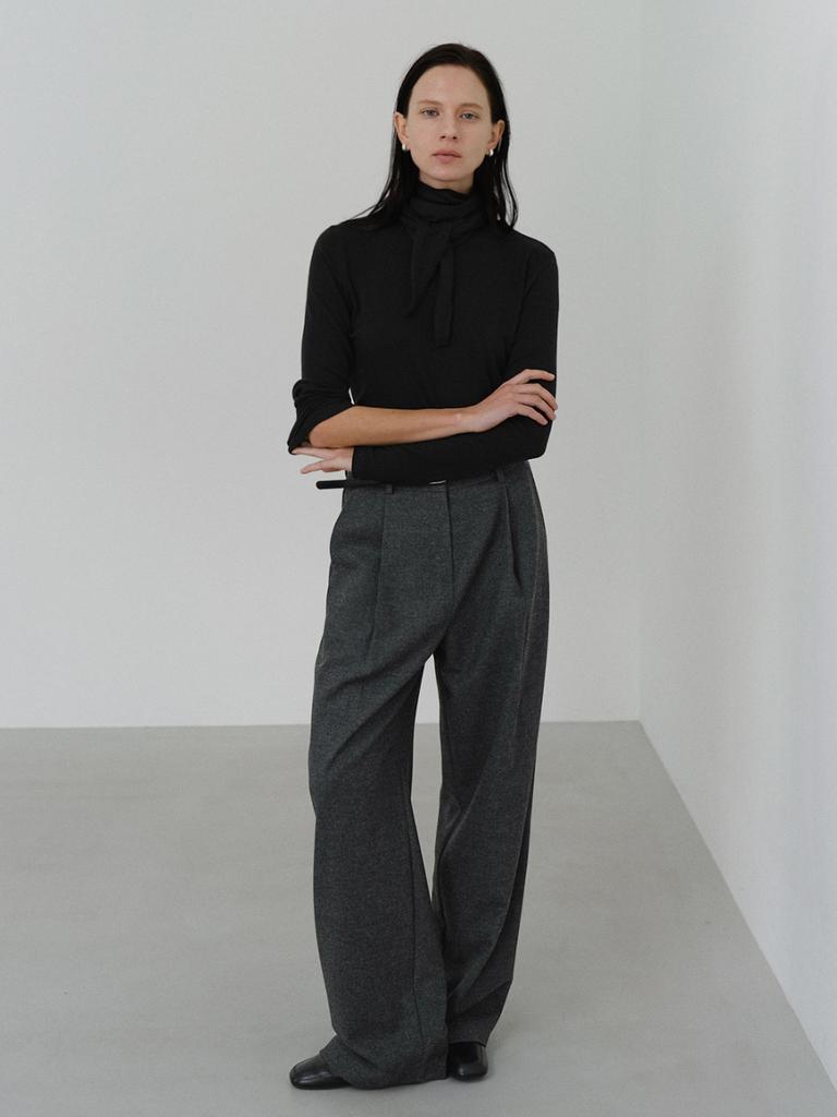 Text Room Minimal Wool Slacks_Charcoal
