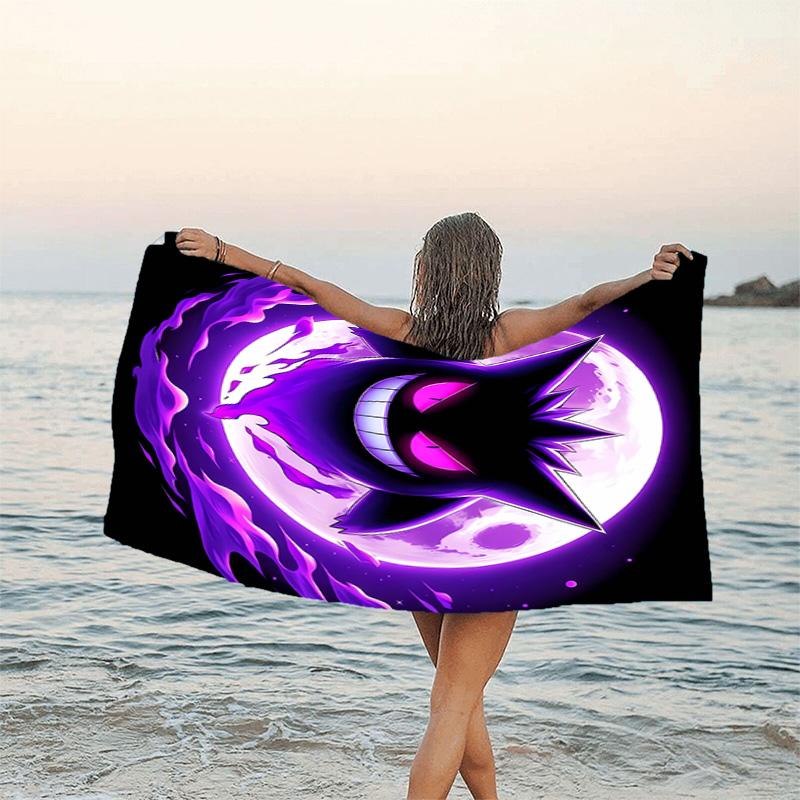 1pc Gengar1 Beach Towel, Beach and Seaside Swimming Pool Equipment, Fashion Pattern, Rectangular, Travel Essentials