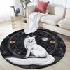 Black and White Fox,Round Area Rug,Carpet Rug for Living Room Bedroom Sofa Playroom Decor,Non-slip Floor Mat