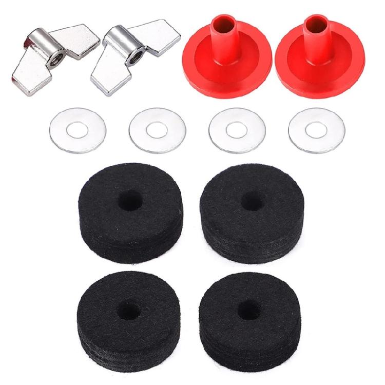 13Pcs Replacement Drums Felt Set Include Wing Nuts & Washers & Plastic Cymbal Sleeves Drum Cymbal Felt Pads Set